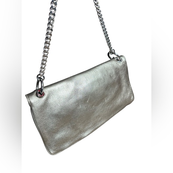 Michael Kors Fulton Pale Gold Leather Flap hand Bag Chain Handle Strap vintage - Picture 3 of 6